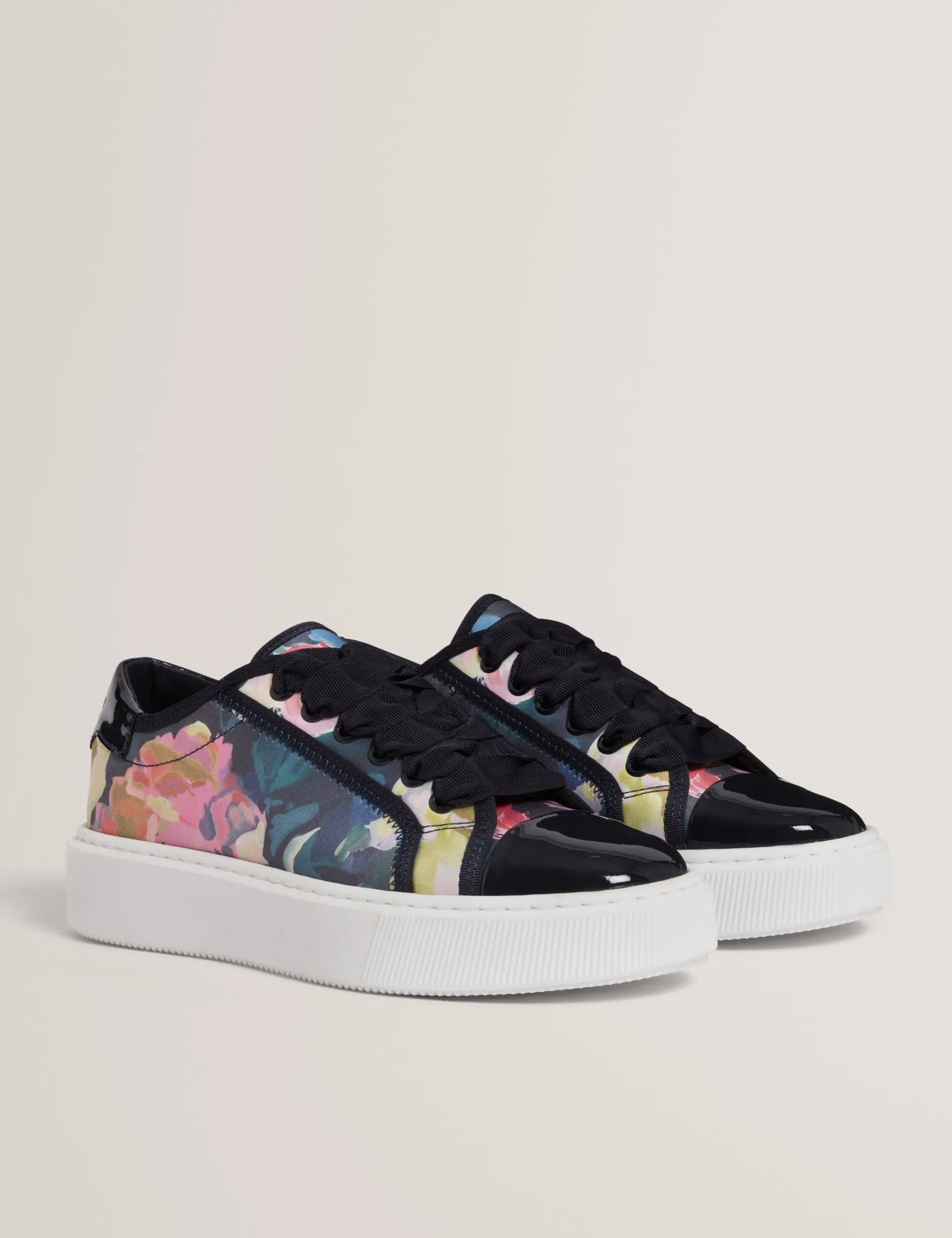 New Lobster Limited Trainer|Neue Frühlingsblumen<Satin-Plateau-Sneaker mit Blumenmuster