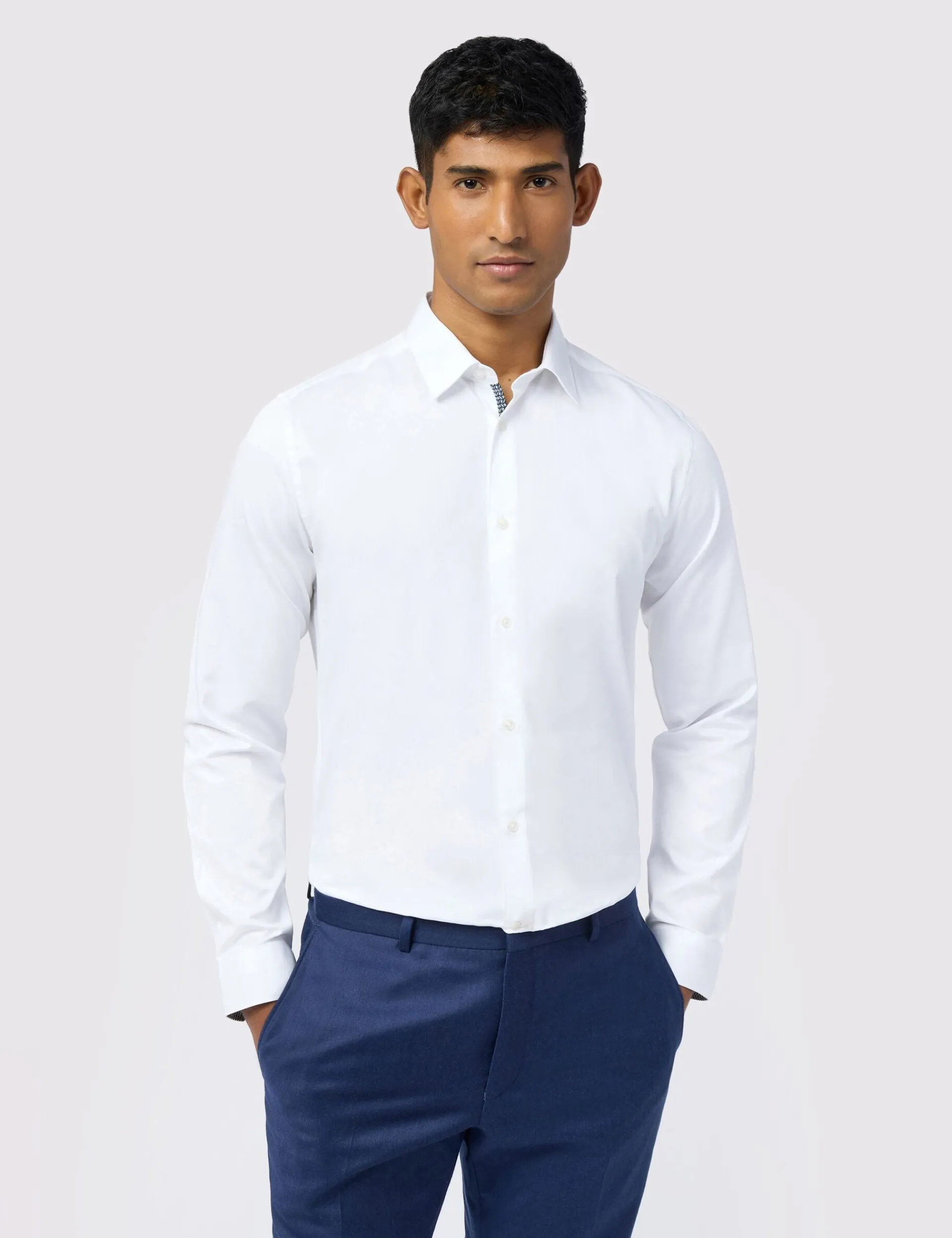 Licensee Baird Group Shirts|Arbeitskleidung<Satin-Stretch-Baumwollhemd, schmal geschnitten