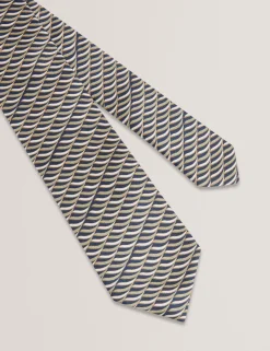 New Lobster Limited Arbeitskleidung|Sämtliches Zubehör<Seidenkrawatte mit geometrischem Wellenmuster