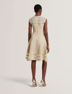 New Lobster Limited Golden Hour|Kleider<Skaterkleid aus metallisch schimmerndem Strick mit transparentem Einsatz