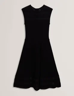 New Lobster Limited Anzüge & Zweiteiler|Kleider<Skaterkleid mit transparentem Einsatz und Rippstrick