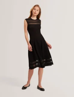 New Lobster Limited Anzüge & Zweiteiler|Kleider<Skaterkleid mit transparentem Einsatz und Rippstrick