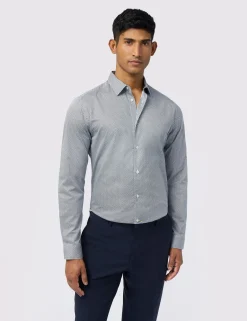 Licensee Baird Group Breezy Blues Bearbeiten|Shirts<Slim-Fit-Baumwollhemd mit Mikrogeometrischem Print