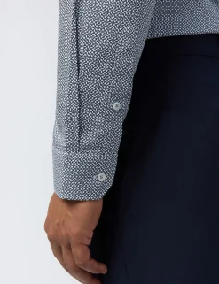 Licensee Baird Group Breezy Blues Bearbeiten|Shirts<Slim-Fit-Baumwollhemd mit Mikrogeometrischem Print