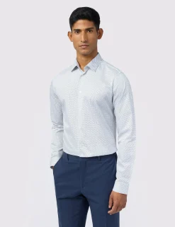Licensee Baird Group Shirts|Arbeitskleidung<Slim-Fit-Hemd aus Satin mit Mikro-Diamant-Print