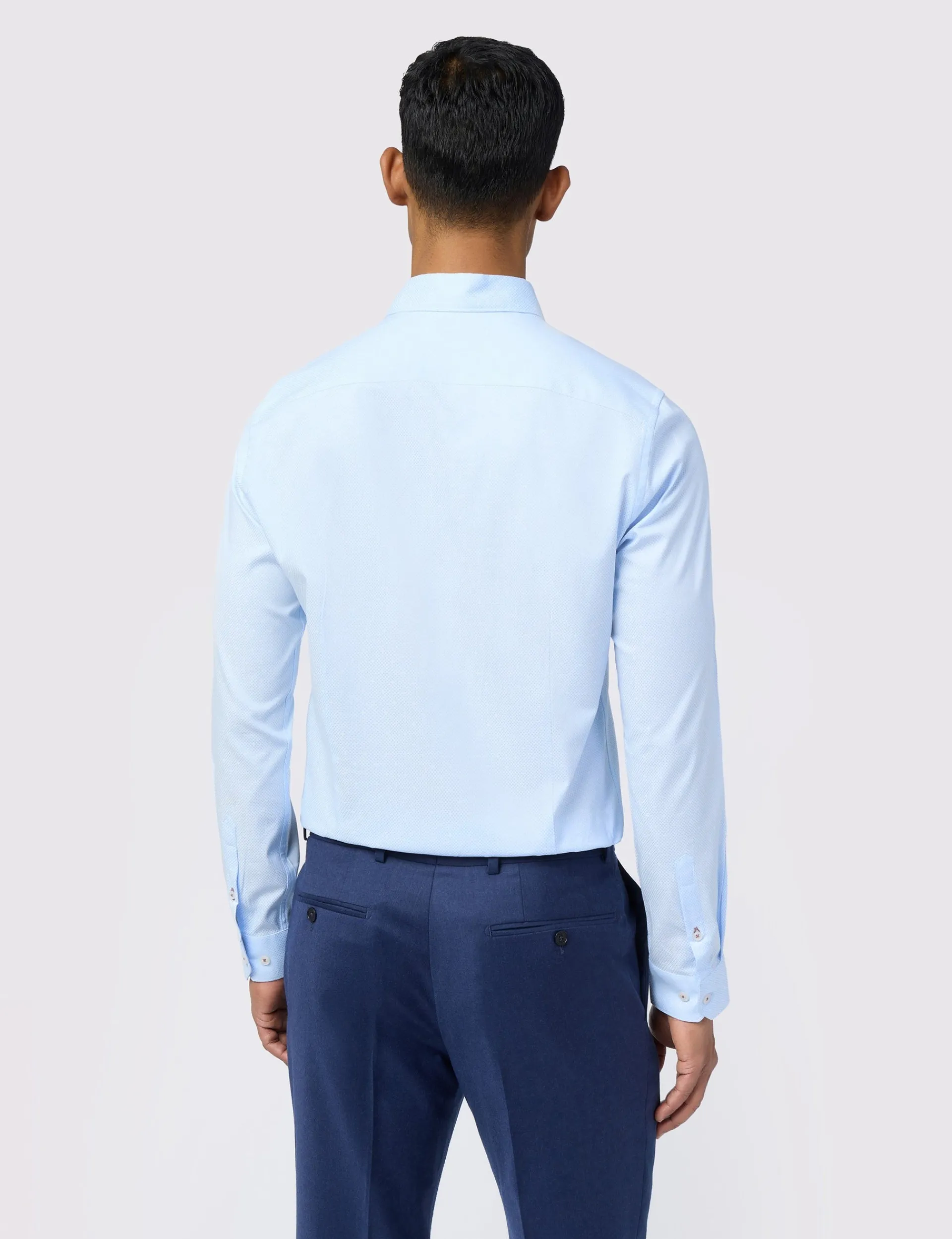 Licensee Baird Group Breezy Blues Bearbeiten|Shirts<Slim-Fit-Hemd aus Stretch-Baumwolle mit Diamantstruktur