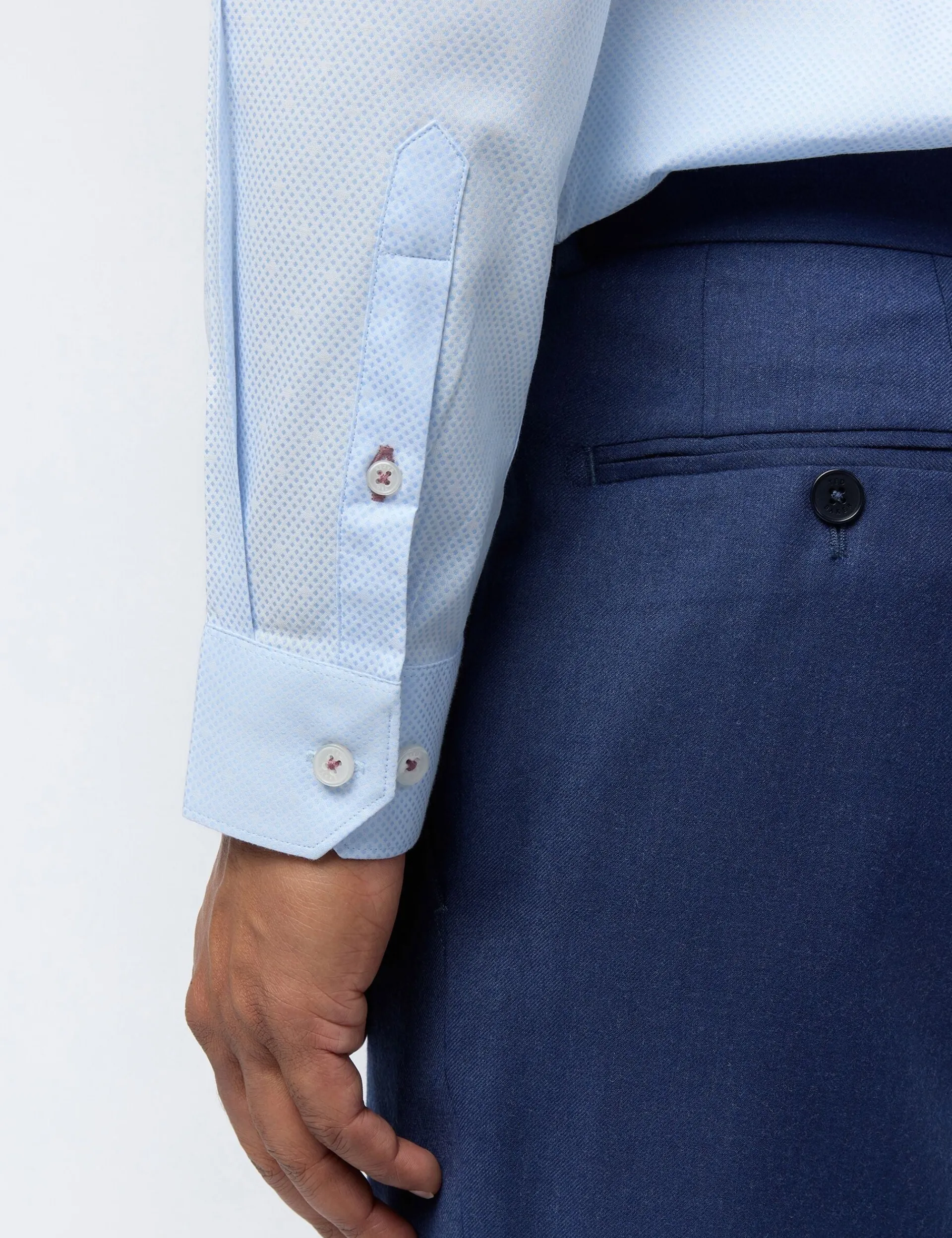 Licensee Baird Group Breezy Blues Bearbeiten|Shirts<Slim-Fit-Hemd aus Stretch-Baumwolle mit Diamantstruktur