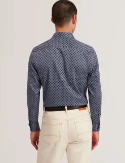 New Lobster Limited Breezy Blues Bearbeiten|Shirts<Slim-Fit-Hemd mit geometrischem Kreismuster