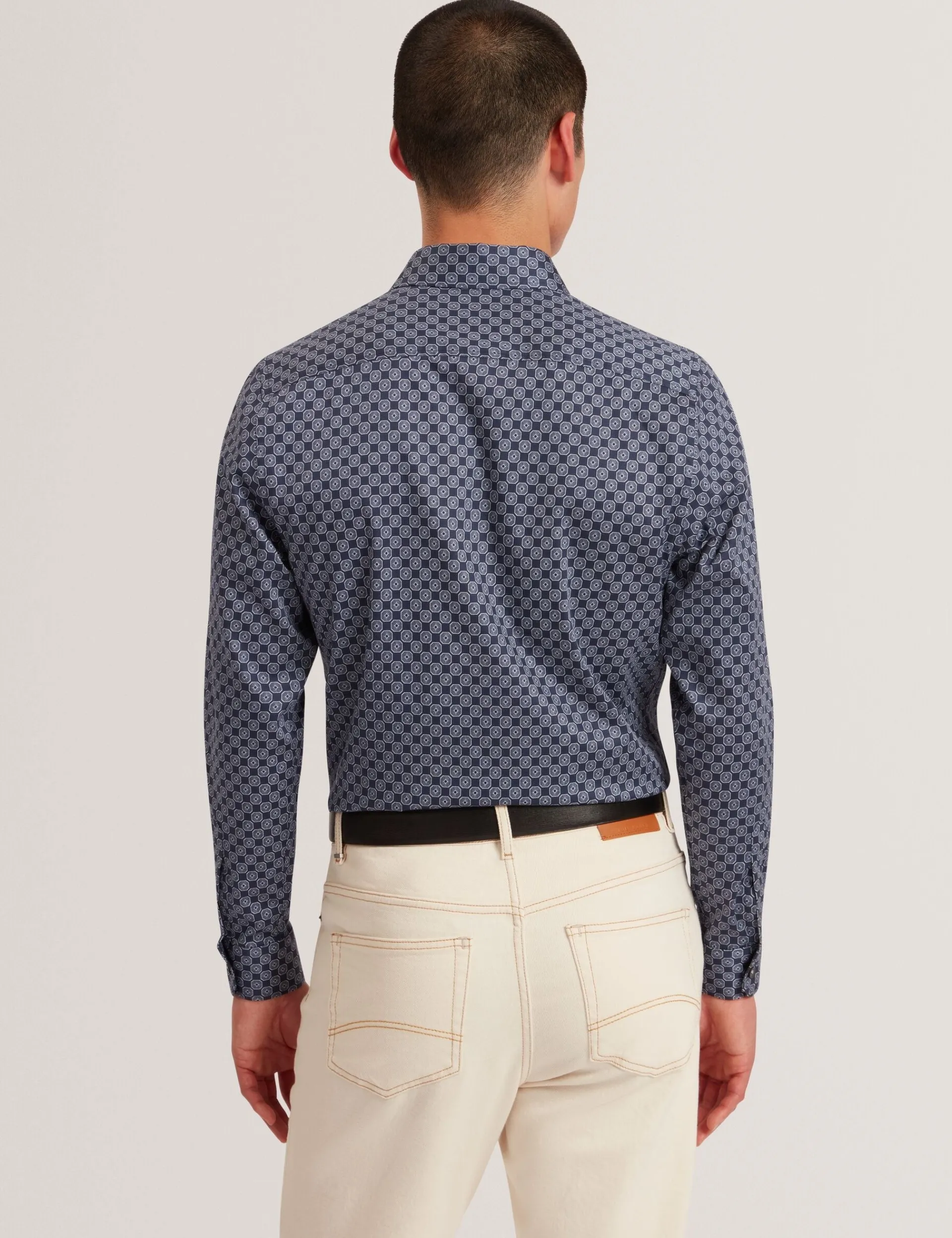 New Lobster Limited Breezy Blues Bearbeiten|Shirts<Slim-Fit-Hemd mit geometrischem Kreismuster