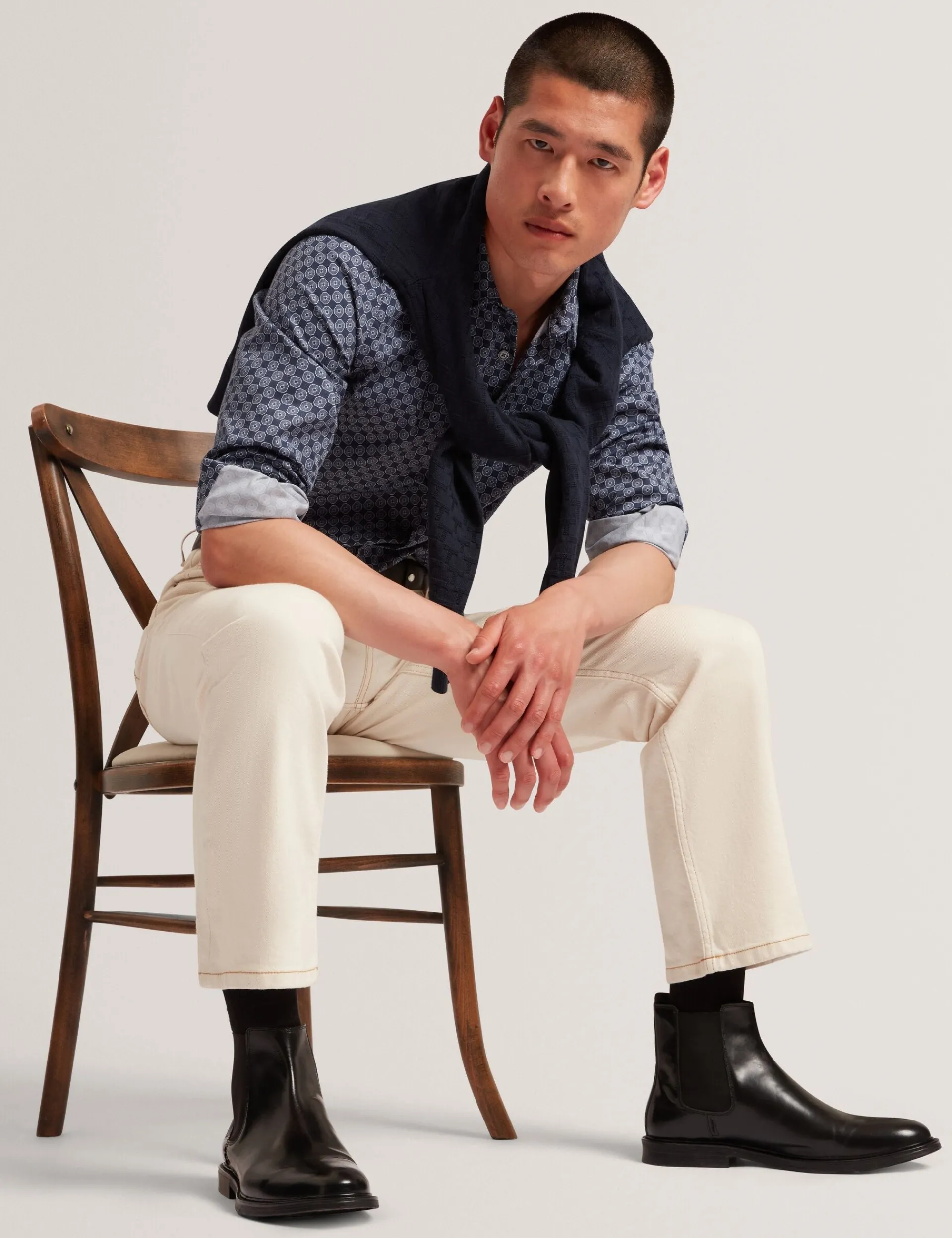 New Lobster Limited Breezy Blues Bearbeiten|Shirts<Slim-Fit-Hemd mit geometrischem Kreismuster