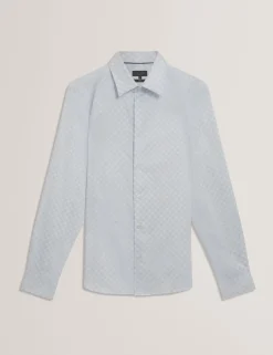 New Lobster Limited Breezy Blues Bearbeiten|Shirts<Slim-Fit-Hemd mit geometrischem Kreismuster