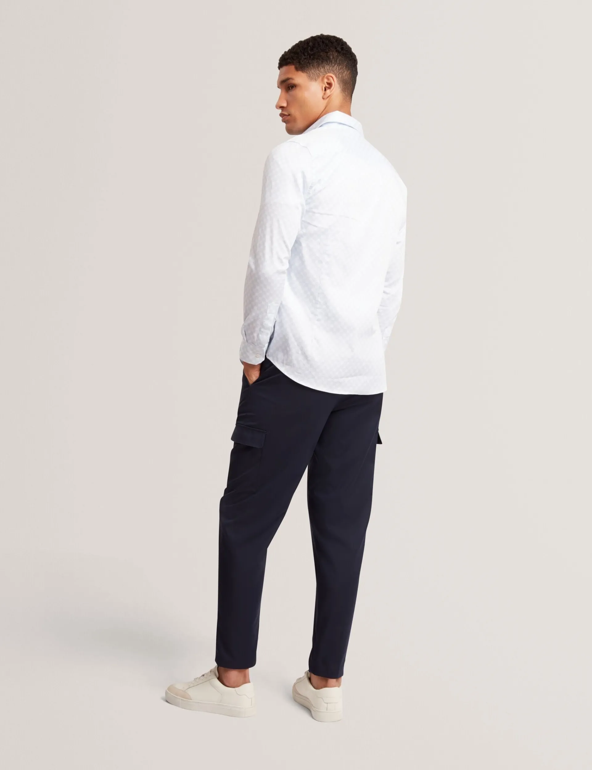 New Lobster Limited Breezy Blues Bearbeiten|Shirts<Slim-Fit-Hemd mit geometrischem Kreismuster