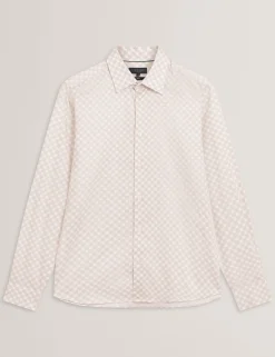 New Lobster Limited Breezy Blues Bearbeiten|Shirts<Slim-Fit-Hemd mit geometrischem Kreismuster