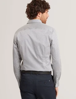 New Lobster Limited Breezy Blues Bearbeiten|Shirts<Slim Fit Tonal Geo Stretch Baumwollhemd