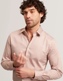 New Lobster Limited Breezy Blues Bearbeiten|Shirts<Slim Fit Tonal Geo Stretch Baumwollhemd
