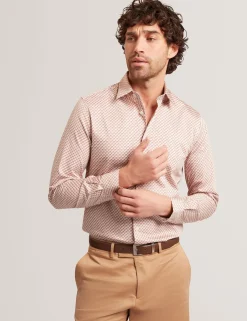 New Lobster Limited Breezy Blues Bearbeiten|Shirts<Slim Fit Tonal Geo Stretch Baumwollhemd
