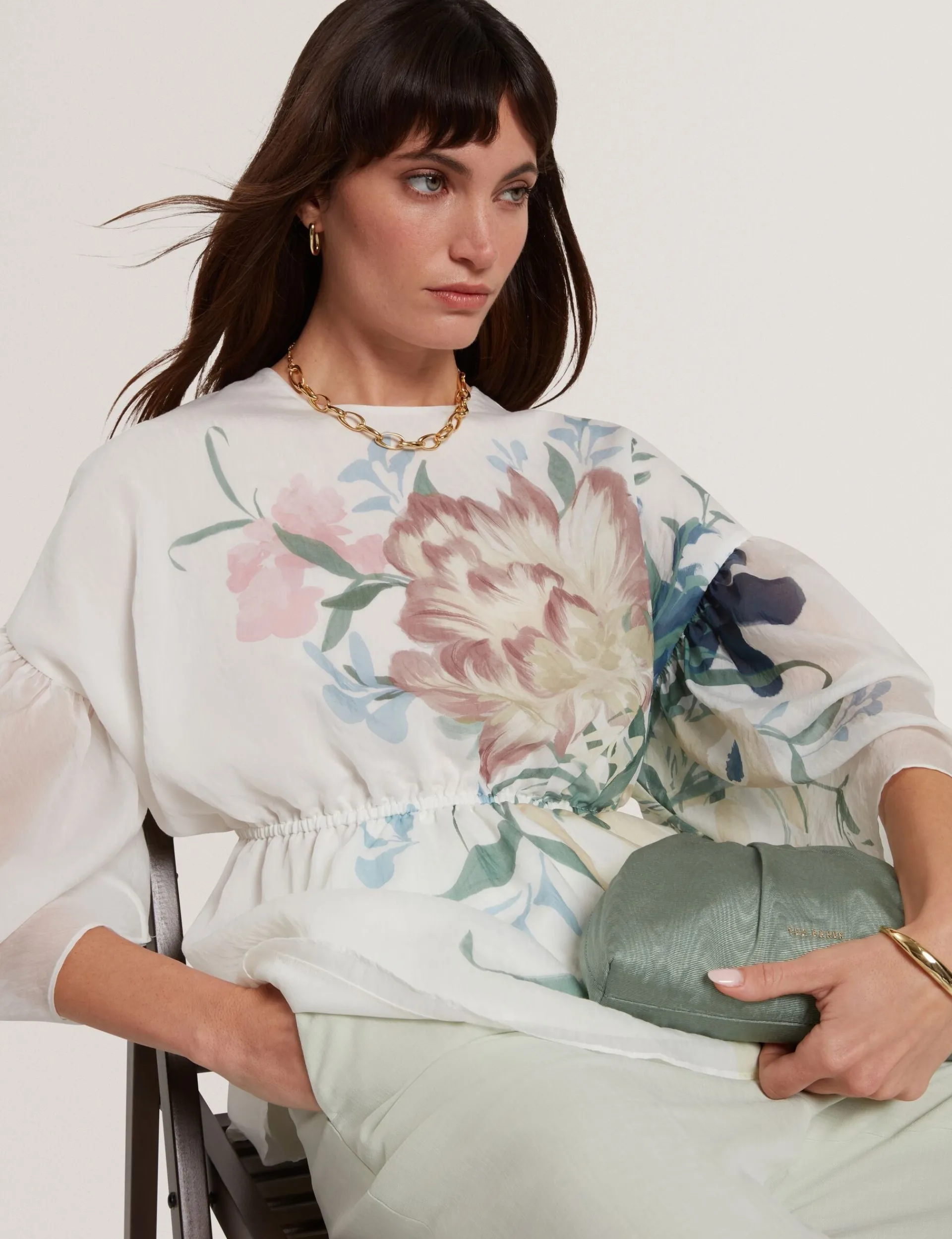 New Lobster Limited Oberteile & Blusen|Neue Frühlingsblumen<Soft Blooms Puff Sleeve Peplum Top