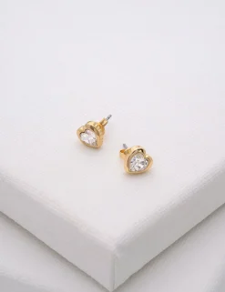 Damen Licensee Simon Harrison Damenschmuck|Sämtliches Zubehör<Solitär-Ohrstecker in Herzform mit Kristall