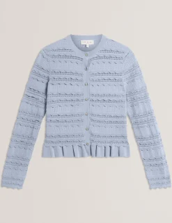 New Lobster Limited Anzüge & Zweiteiler|Oberteile & Blusen<Strickjacke mit Rüschensaum und Rundhalsausschnitt