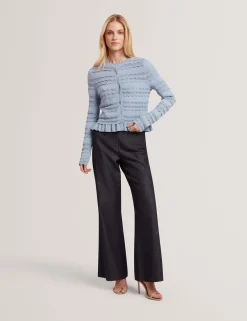 New Lobster Limited Anzüge & Zweiteiler|Oberteile & Blusen<Strickjacke mit Rüschensaum und Rundhalsausschnitt