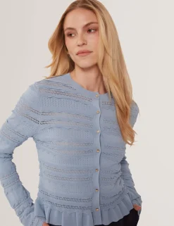 New Lobster Limited Anzüge & Zweiteiler|Oberteile & Blusen<Strickjacke mit Rüschensaum und Rundhalsausschnitt