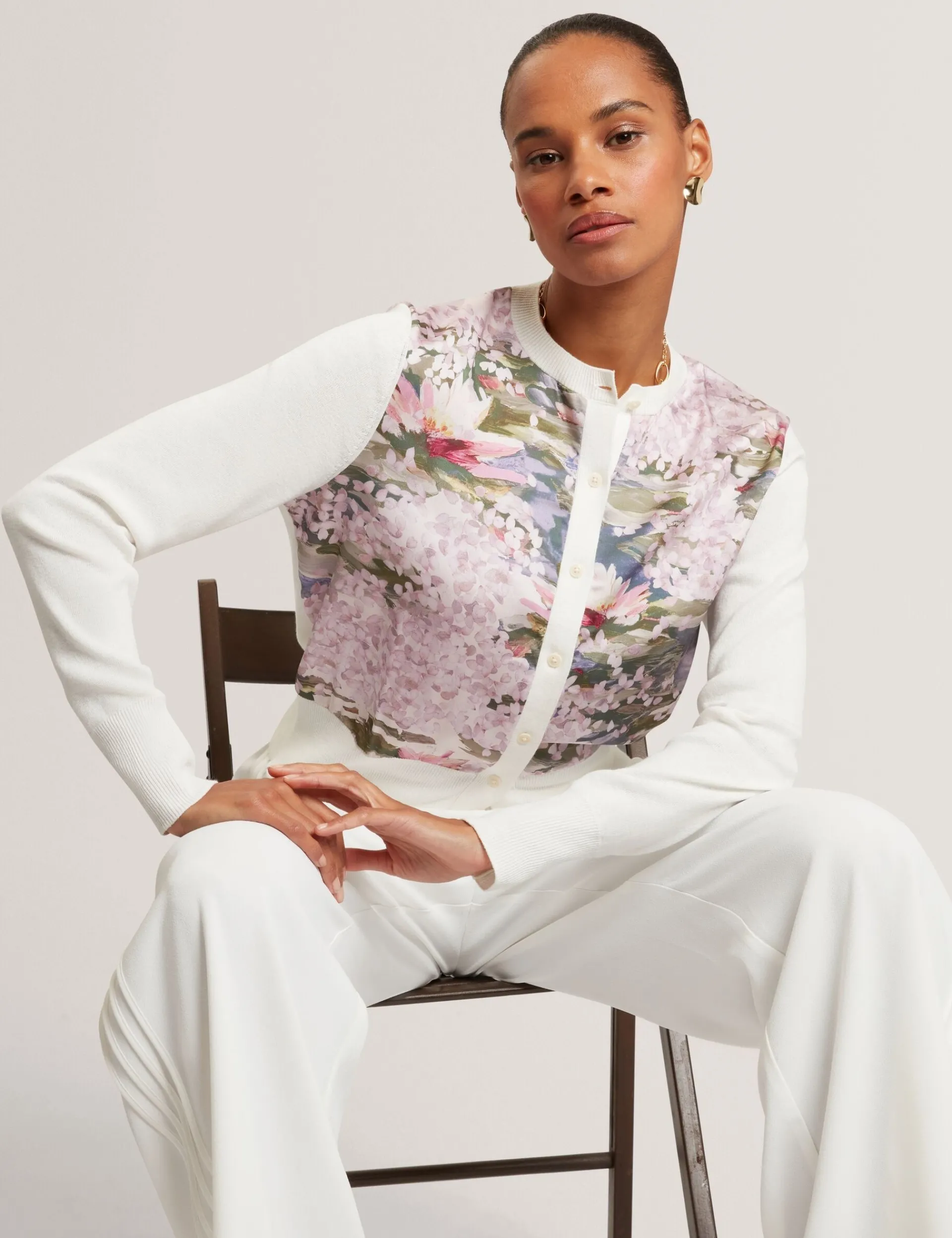 New Lobster Limited Neue Frühlingsblumen|Pullover & Strickjacken<Strickjacke mit Seerosenmuster, gewebte Vorderseite