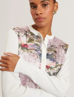 New Lobster Limited Neue Frühlingsblumen|Pullover & Strickjacken<Strickjacke mit Seerosenmuster, gewebte Vorderseite