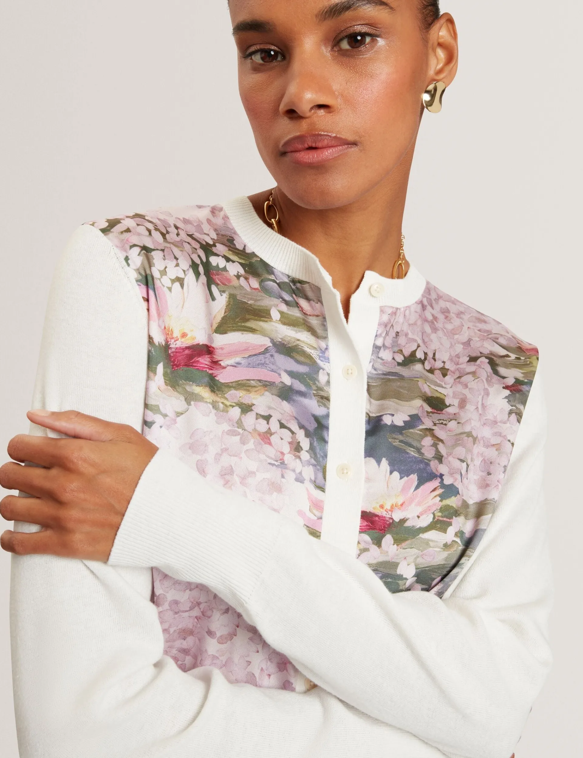 New Lobster Limited Neue Frühlingsblumen|Pullover & Strickjacken<Strickjacke mit Seerosenmuster, gewebte Vorderseite