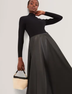 Damen New Lobster Limited Luxusgeschenke Für Damen|Kleider<Strickkleid in Midi-Länge mit Illusionseffekt aus Kunstleder