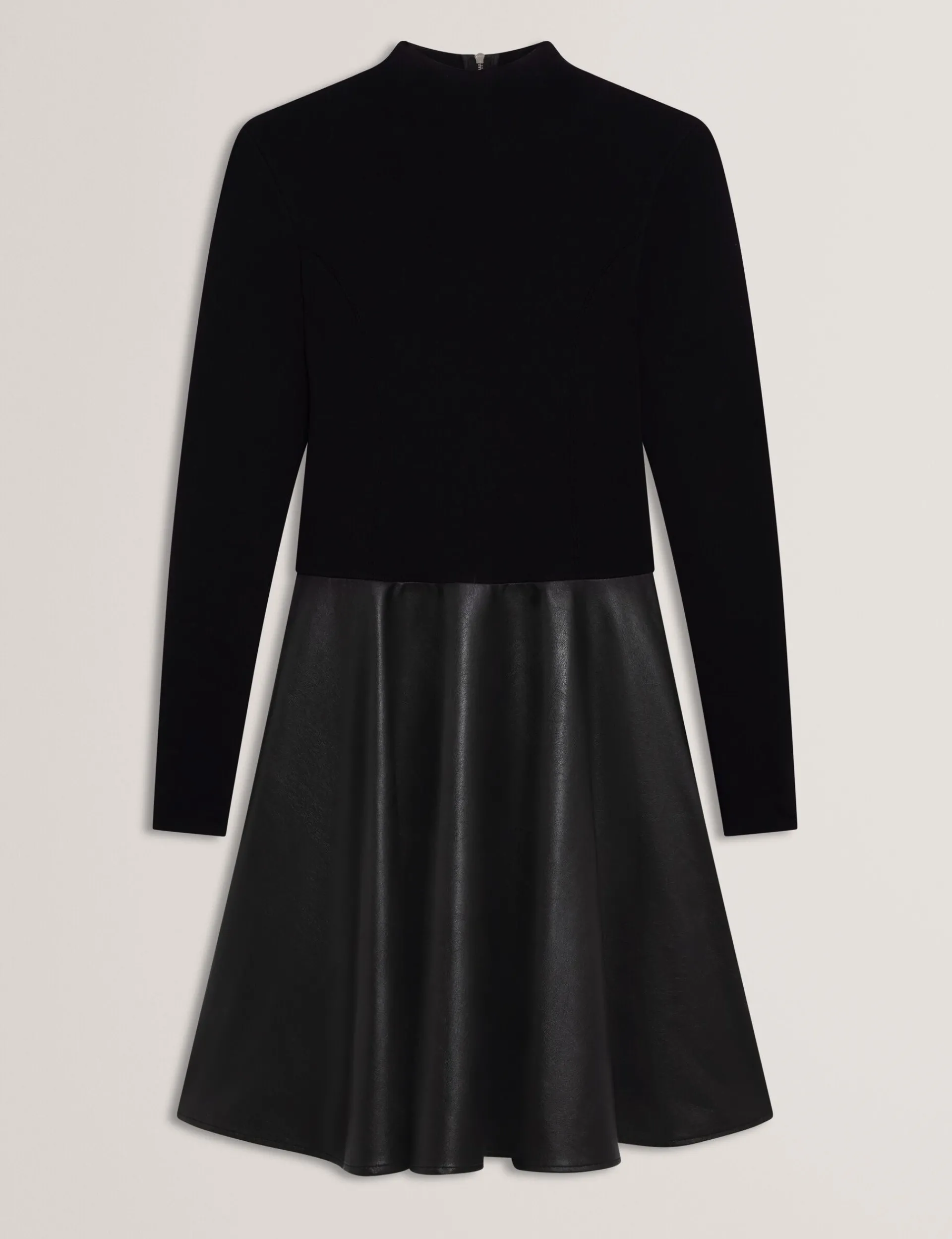Damen New Lobster Limited Luxusgeschenke Für Damen|Kleider<Strickkleid in Midi-Länge mit Illusionseffekt aus Kunstleder