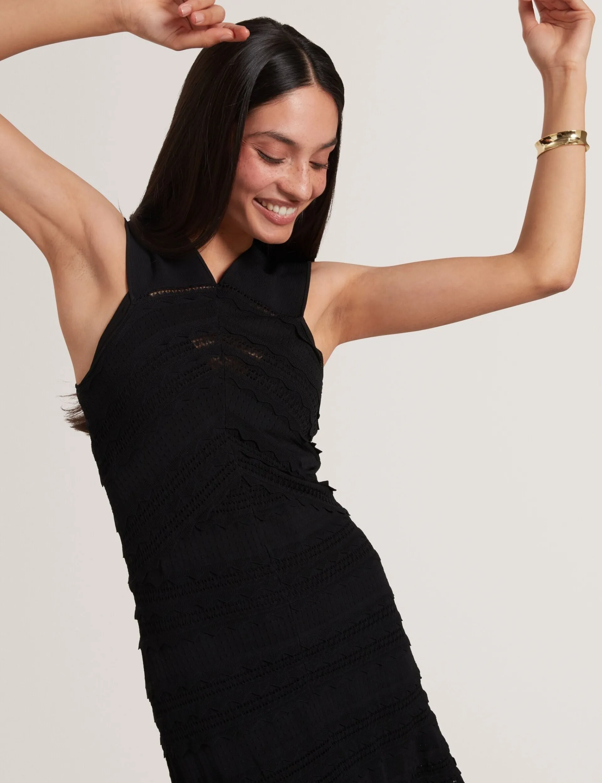 New Lobster Limited Festliche Kleidung|Kleider<Strick-Midikleid mit Muschelsaum und Neckholder