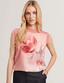 New Lobster Limited Die Satin-Kollektion|Arbeitskleidung<Stricktop mit Rosenmuster-Einsatz