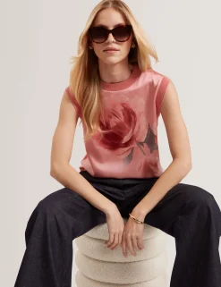 New Lobster Limited Die Satin-Kollektion|Arbeitskleidung<Stricktop mit Rosenmuster-Einsatz
