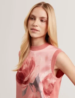 New Lobster Limited Die Satin-Kollektion|Arbeitskleidung<Stricktop mit Rosenmuster-Einsatz