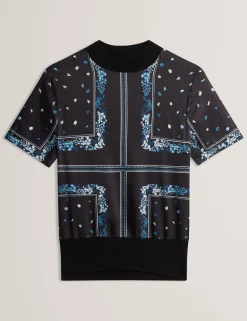 New Lobster Limited Anzüge & Zweiteiler|Oberteile & Blusen<Stricktop mit Schalprint und kurzen Ärmeln