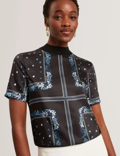 New Lobster Limited Anzüge & Zweiteiler|Oberteile & Blusen<Stricktop mit Schalprint und kurzen Ärmeln