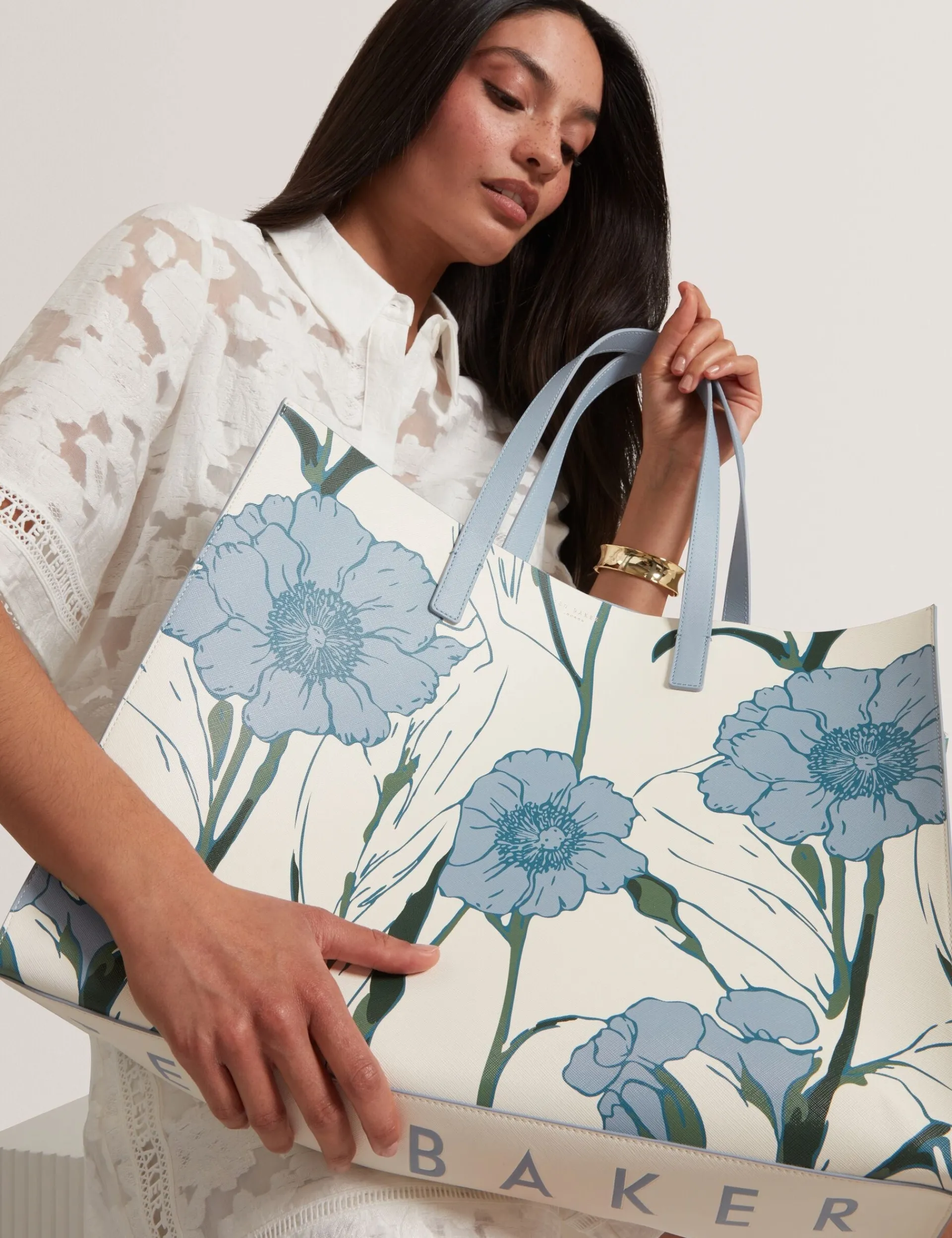 New Lobster Limited Tragetaschen|Neue Frühlingsblumen<Tasche mit Blumenmuster (breite Ausführung)
