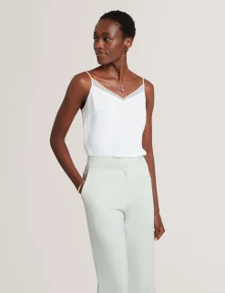 New Lobster Limited Festliche Kleidung|Oberteile & Blusen<Trägertop mit Chiffondetails und V-Ausschnitt