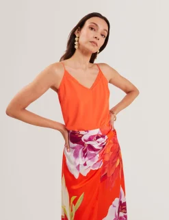 New Lobster Limited Festliche Kleidung|Oberteile & Blusen<Trägertop mit Chiffondetails und V-Ausschnitt