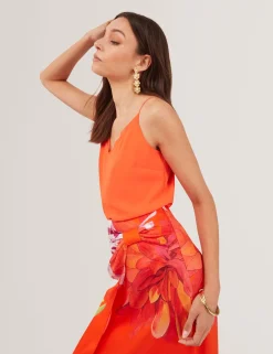 New Lobster Limited Festliche Kleidung|Oberteile & Blusen<Trägertop mit Chiffondetails und V-Ausschnitt