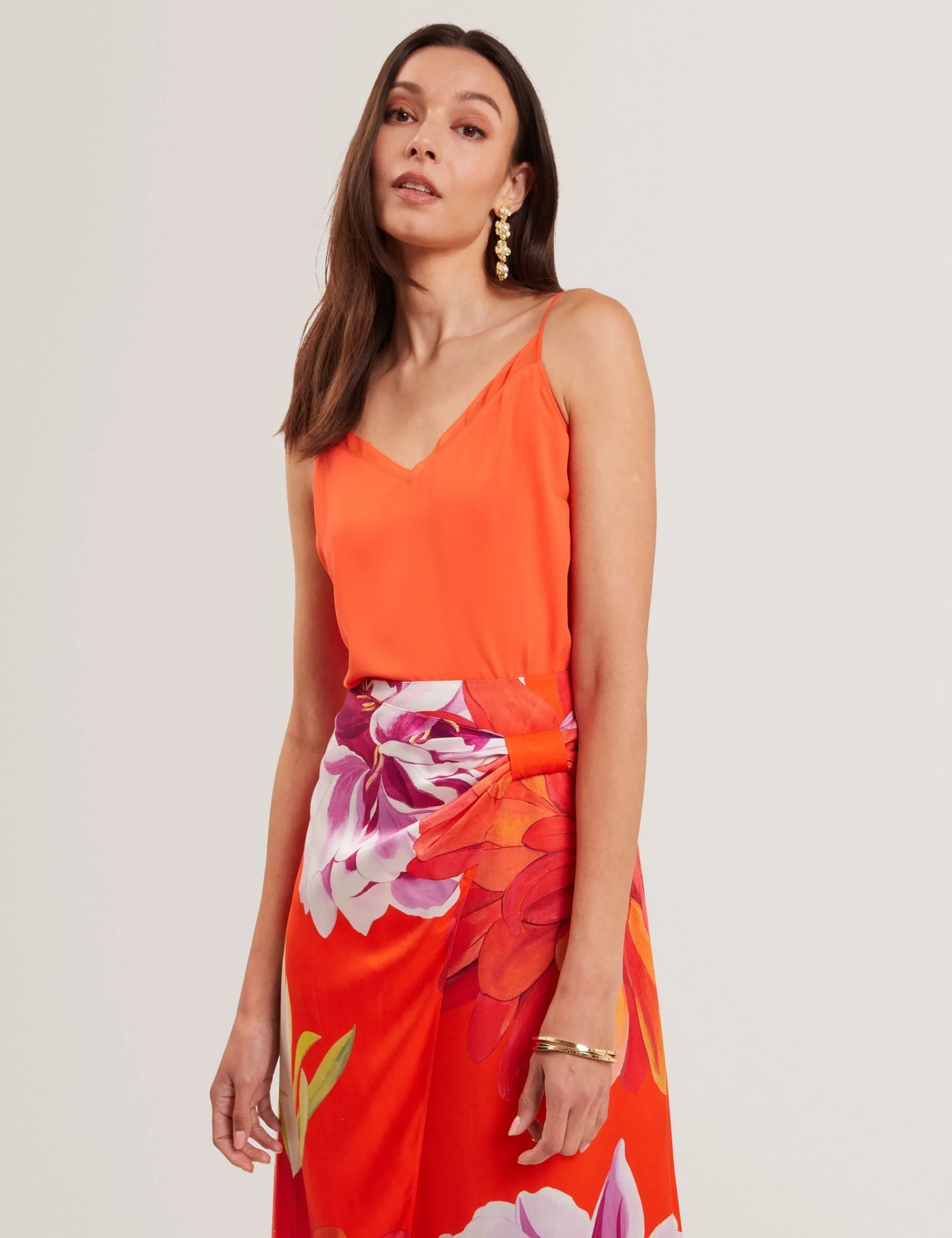 New Lobster Limited Festliche Kleidung|Oberteile & Blusen<Trägertop mit Chiffondetails und V-Ausschnitt