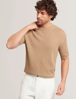 New Lobster Limited Oberteile & T-Shirts|Im Trend: Gestrickte Tops<T-Shirt aus Baumwolle mit Diamant-Häkelmuster