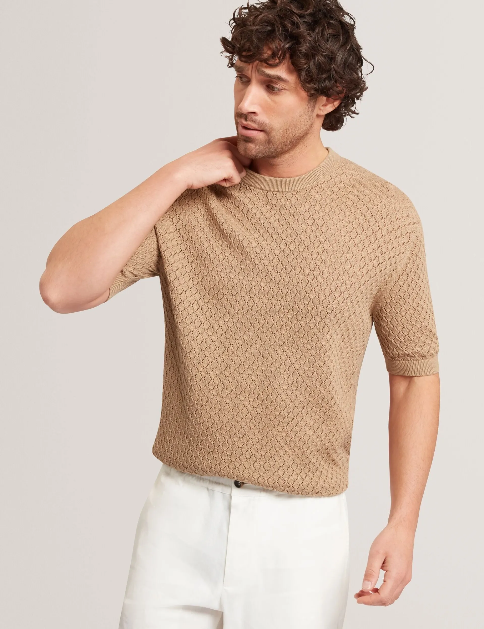 New Lobster Limited Oberteile & T-Shirts|Im Trend: Gestrickte Tops<T-Shirt aus Baumwolle mit Diamant-Häkelmuster