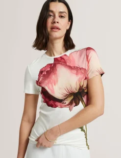 New Lobster Limited Oberteile & Blusen|Neue Frühlingsblumen<T-Shirt mit Blumenmuster, weicher Haptik, tailliert
