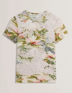 New Lobster Limited Anzüge & Zweiteiler|Oberteile & Blusen<T-Shirt mit Seerosenmuster, tailliert, aus Jersey