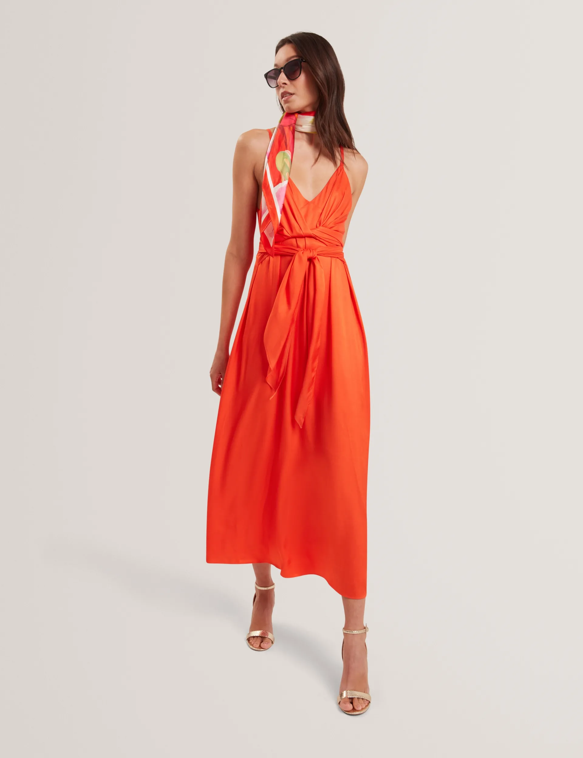 New Lobster Limited Festliche Kleidung|Der Weihnachtsladen<Wickelkleid mit Taillengürtel und Trägern, Midi-Länge