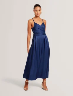 New Lobster Limited Festliche Kleidung|Der Weihnachtsladen<Wickelkleid mit Taillengürtel und Trägern, Midi-Länge