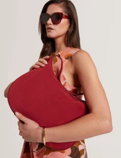New Lobster Limited Schultertaschen|Luftiger Blues Bearbeiten<Wildleder-Hobo-Bag mit gewebtem Riemen